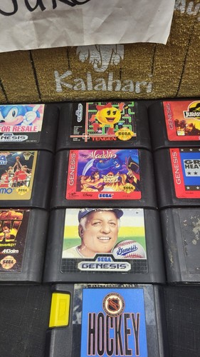 LOT OF 10 SEGA GENESIS VIDEO GAME NHL WWF TECMO SONIC ALADDIN JURASSIC PAC MAN - Picture 3 of 14