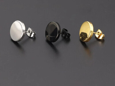 Paar schlichte runde Ohrstecker Edelstahl Punk Hip Hop