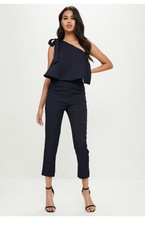 missguided one shoulder bow jumpsuit
