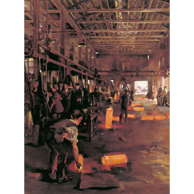 Luftige Munitionsfabrik Schmiede Szene 1. Weltkrieg Kriegsgemälde extra großes Kunst Poster