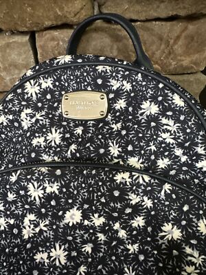 Michael Kors Navy and White Floral Backpack Michael Kors Navy Blue Leather Floral Rhea Backpack | eBay main image 4