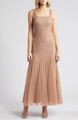 dusty rose beaded dress DUSTY ROSE BEADED GOWN CDA1350 main image 1
