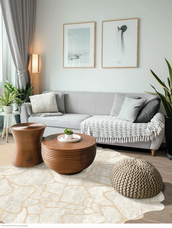 Hand Tufted Area Rug for Living Room, Dining Room, Modern Round Wool & Silk Rugs - Image 2 of 4