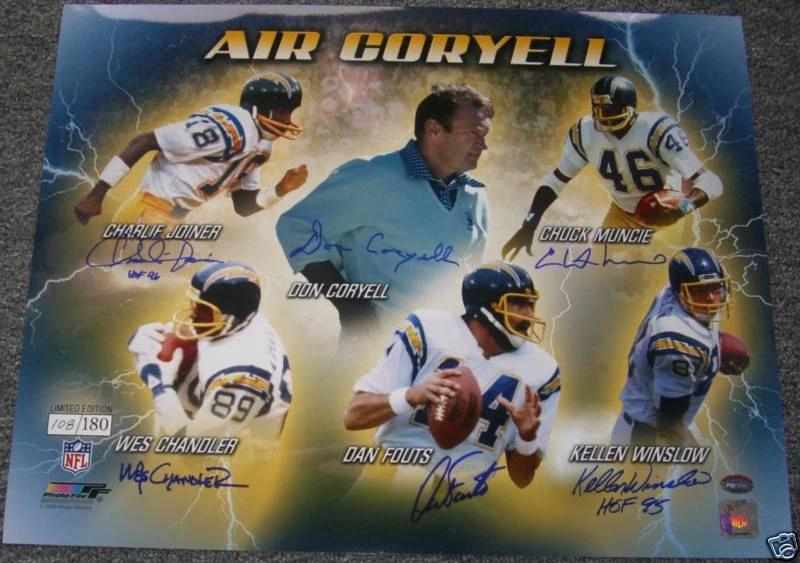 Chargers Don Air Coryell 6x Signed 16x20 Photo PSA/DNA Dan Fouts Kellen Winslow - Image 4 of 4