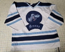 Vtg Manitoba Moose Hockey Jersey Blue Adult Large Lowe #11 NHL Ahl 