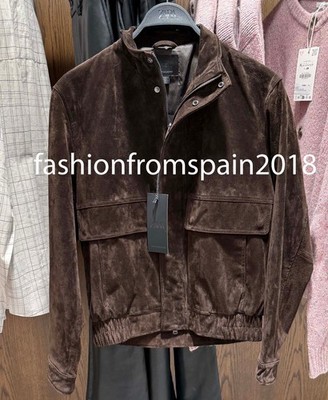ZARA NEW MAN REGULAR FIT SUEDE LEATHER JACKET BROWN S-XL 8281/309