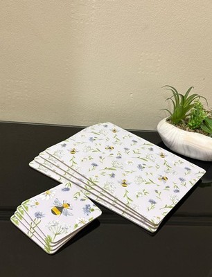 Biene Tischsets und Untersetzer 8er Set - Lila Blumen Hummel Tischsets