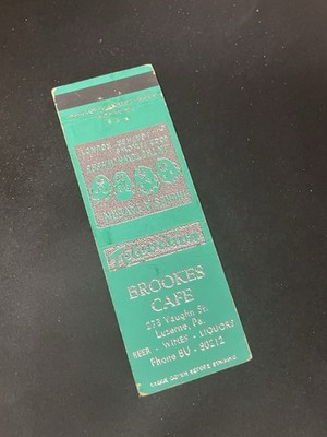 Vintage Pennsylvania Matchbook  Brookes Cafe - Beer Wines & Liquors  Luzerne