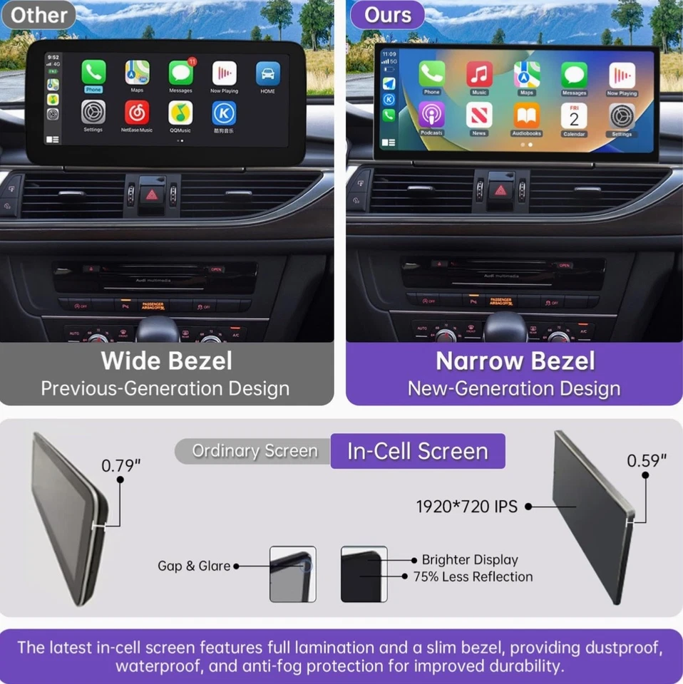 2025 Upgraded 12.3" Ultra-Narrow Touchscreen Wireless CarPlay Android Auto Recei - Image 4 of 4