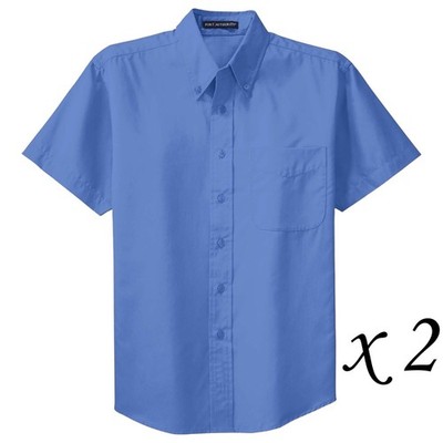 2 Port Authority Men's S508 Short Sleeve Shirt - Ultramarine Blue - Choose Size