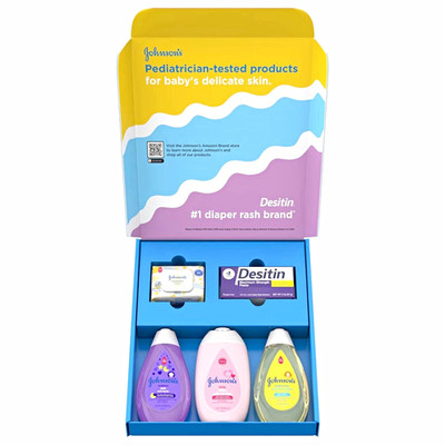 Johnson's Baby Bath & Grooming Gift Set, Desitin Diaper Rash Cream 2 oz, Wipes