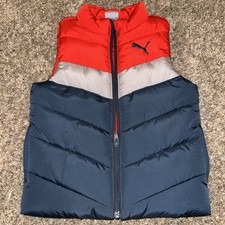 PUMA Kids Blue Grey Red Sleeveless Puffer Vest Sz XXS 3/4 Years