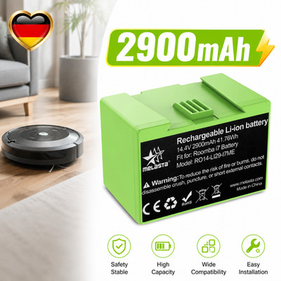 Ersatz Akku für iRobot Roomba i7 i7+ i3 i4 e5 e6 2900mAh 14.4V Lithium Vacuum DE