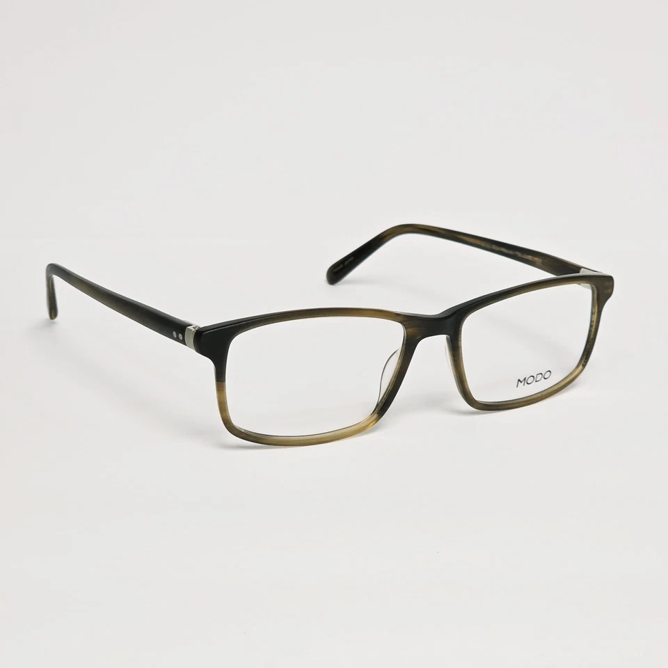 Мужские прямоугольные очки ручной работы MODO 6529 с матовым коричневым рожком | 56 мм - Изображение 3 из 4