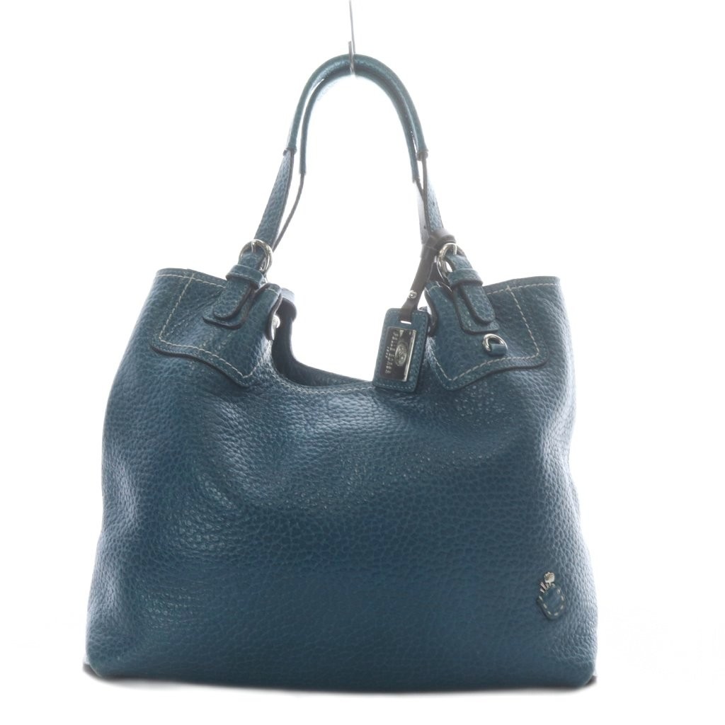 Pelle Borsa Leather Tote Bag Blue Ladies Used