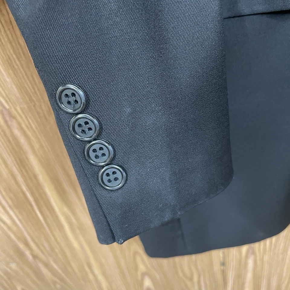 Jack Victor Montreal Blazer Jacket Mens 60XL Black Solid Super 100s Italy Wool - Image 4 of 4