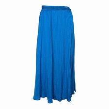 NWT Anthropologie Pleated Skirt 2 Turquoise A -Line Midi Side Slit Satin