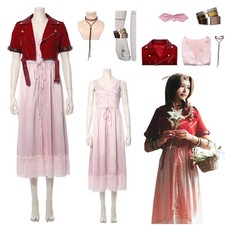 FF VII Remakes Aerith Dress Coat Cosplay Costume Women's Halloween Carnival Suit