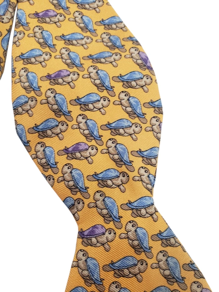 Pajarita Lands End Para Hombres Novedad Naranja con Tortugas Divertida Preppy Ajustable Hipster Foto 3 de 4