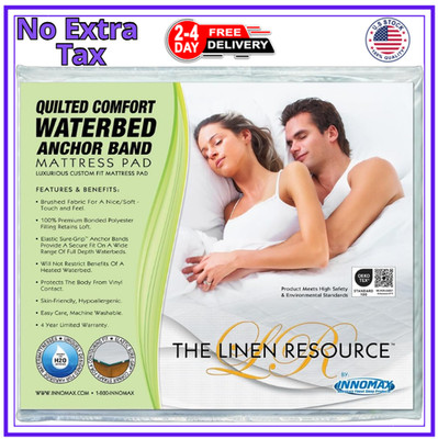 California King Quilted Comfort Waterbed Mattress Pad with Sure-Grip Bands