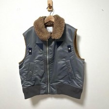 USED SACAI NYLON TWILL MIX VEST 2 22-02828M GOOD