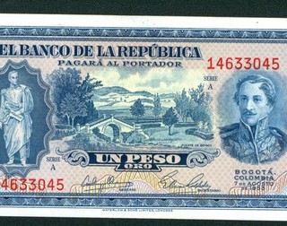1 Peso 1953 El Banco De La Republica Colombia CURRENCY ((1st of 3 consecutive))