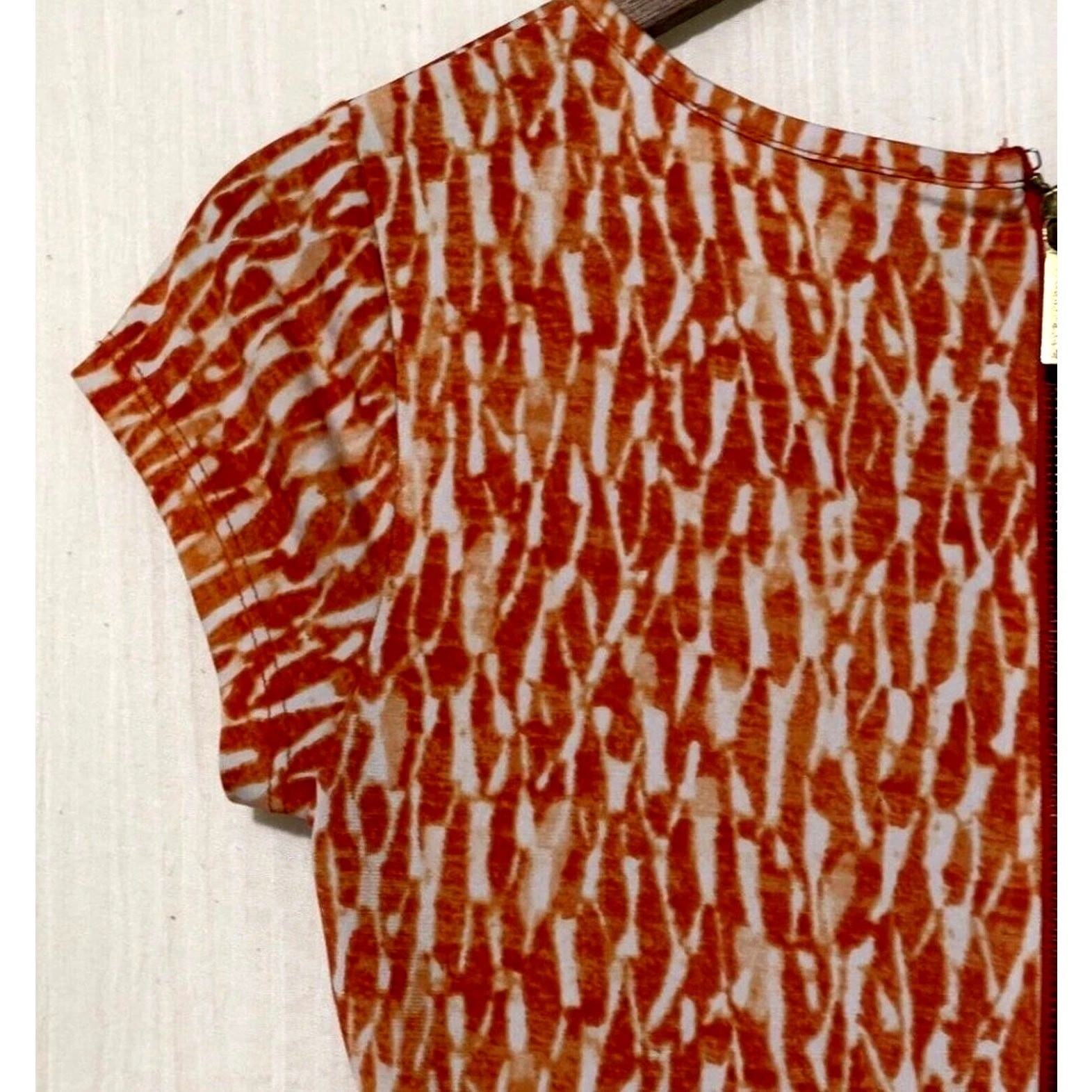 Abito Michael Kors donna XS arancione e bianco fantasia manica ad aletta