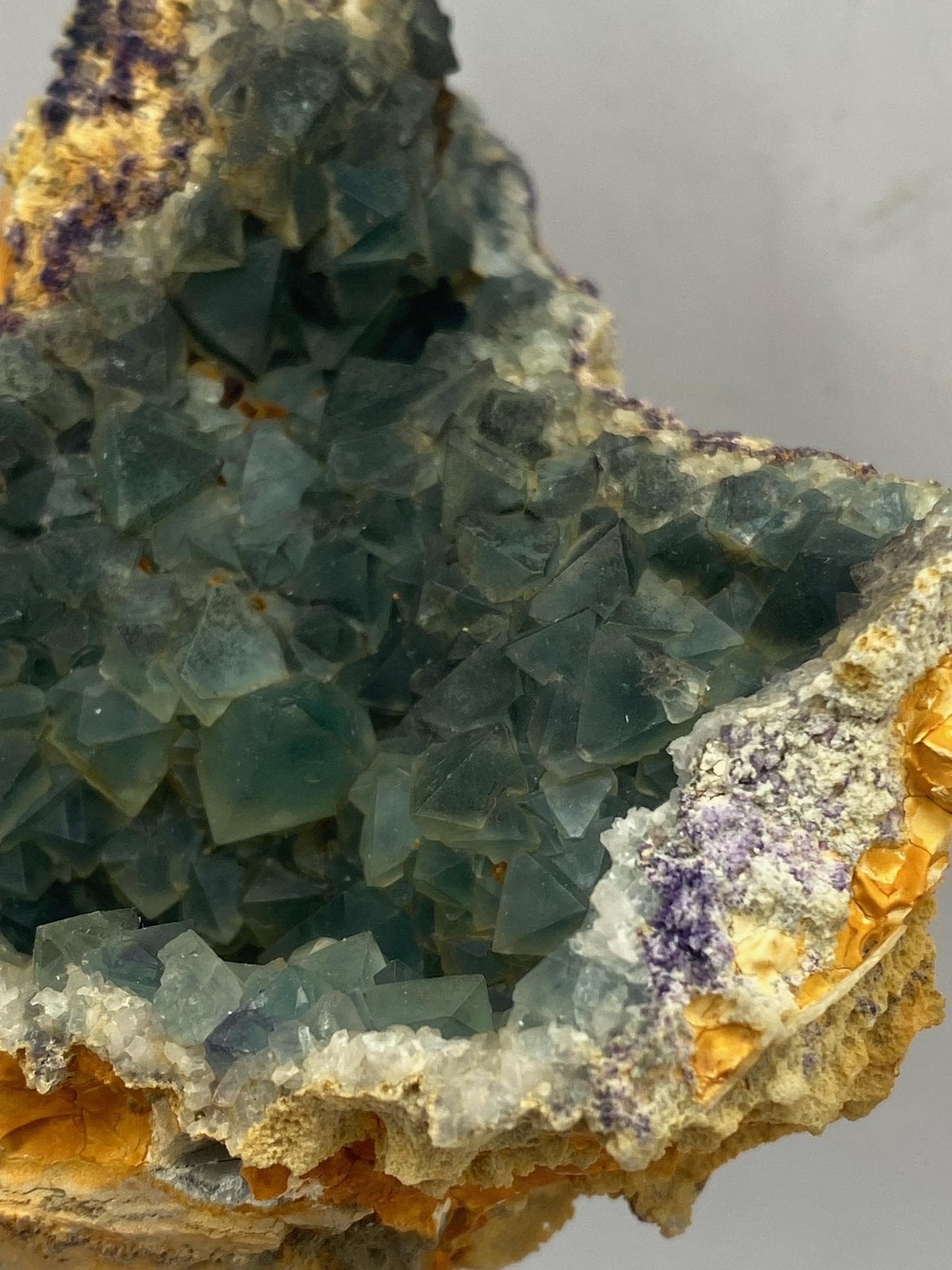 Vibrant Green Octahedral Fluorite Crystal Cluster Specimen