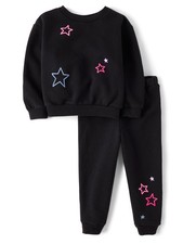 ,Baby Girls,and Toddler Long Sleeve Active Shirt and Pant, 2 Piece Outfit,Bla...