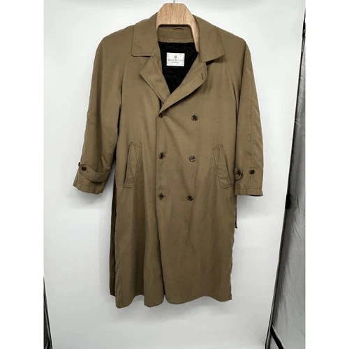Bill Blass Menswear Khaki Tan Double Breasted Trench Coat with Belt Mens - product listing photo