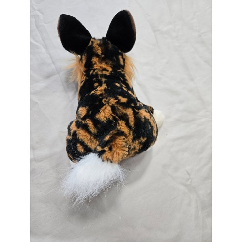 African Painted Dog Plush Stuffed Animal Wild Dog Brown Black White Spotted - Afbeelding 4 van 7