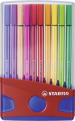 Premium Fibre-Tip Pen - STABILO Pen 68 - ColorParade in Red/Dark Blue - Pack of 