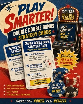 Double Double Bonus BASIC Video Poker Strategy Cards (2) Laminated Casino Guide