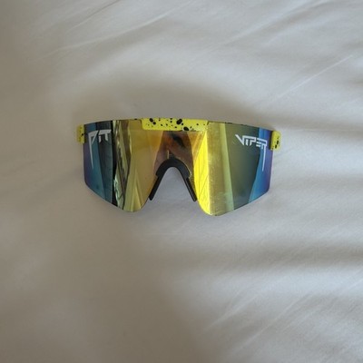  PIT VIPER Rec Center Speckled Neon Yellow / Blue Polarized Lens Sunglasses