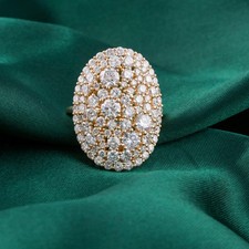 14k Yellow Gold Round-Cut Natural Diamond Perfect Cluster Style Wedding Ring