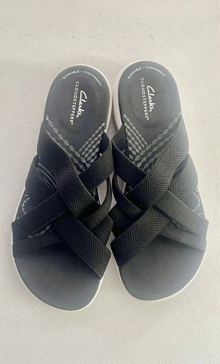 SANDALI DONNA CLARKS CLOUDSTEPPERS MIRA GROVE TG 7M NERI ESTIVI COMFORT