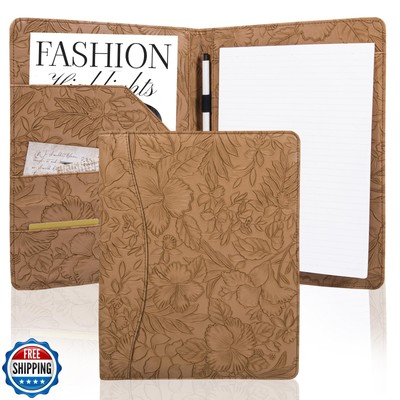AZXCG Embossed Padfolio Portfolio PU Leather Binder,Interview Res