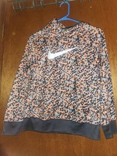 Nike Therma-FIT Boys Pullover Hoodie Camo Orange Gray Black L Long Sleeve Logo