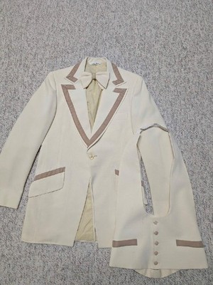 vintage 1970s tuxedo blazer USA made 36L cream TUX smoking jacket 3PC lord west