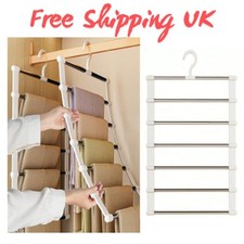 Clothes Pants Trouser Hanger Multi Layer Storage Closet Space Saver Organizer UK