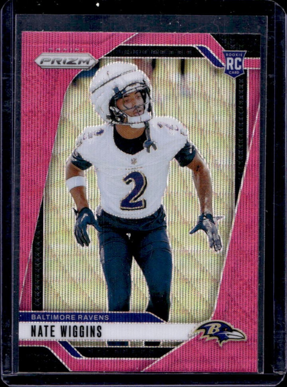 2024 Prizm Nate Wiggins RC Pink Wave Rookie #380 Ravens