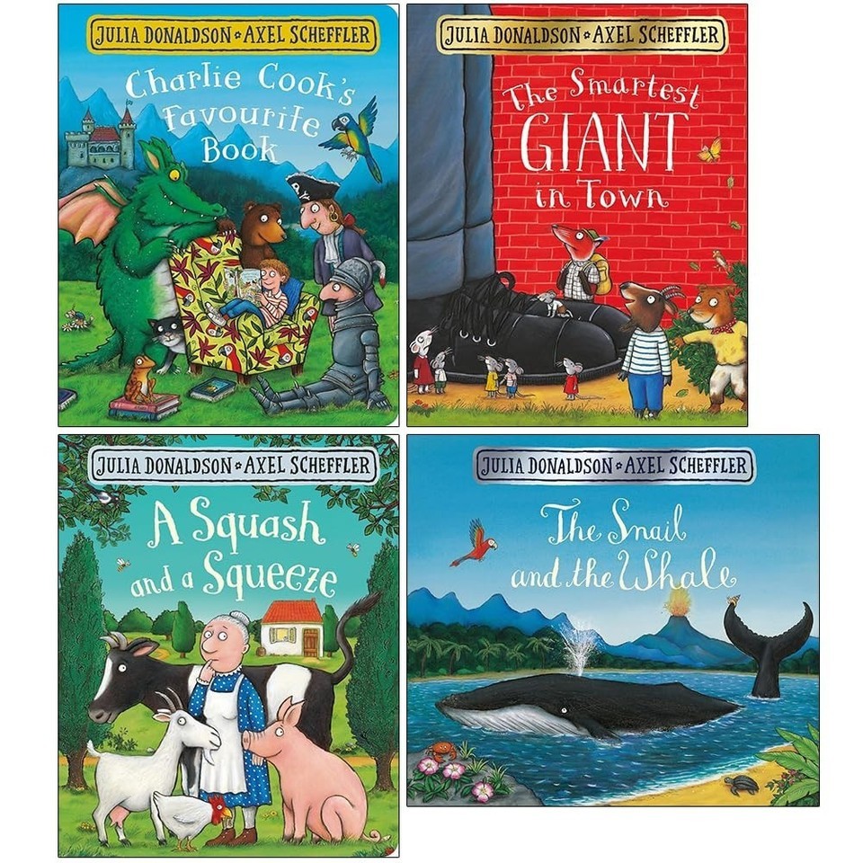 Julia Donaldson Collection 4 Books Set Snail and the Whale,Squash and a Squeeze