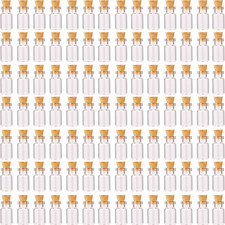 Maxmau 100Pcs 1Ml Small Mini Glass Bottles Jars with Cork Stoppers Tiny Vials fo