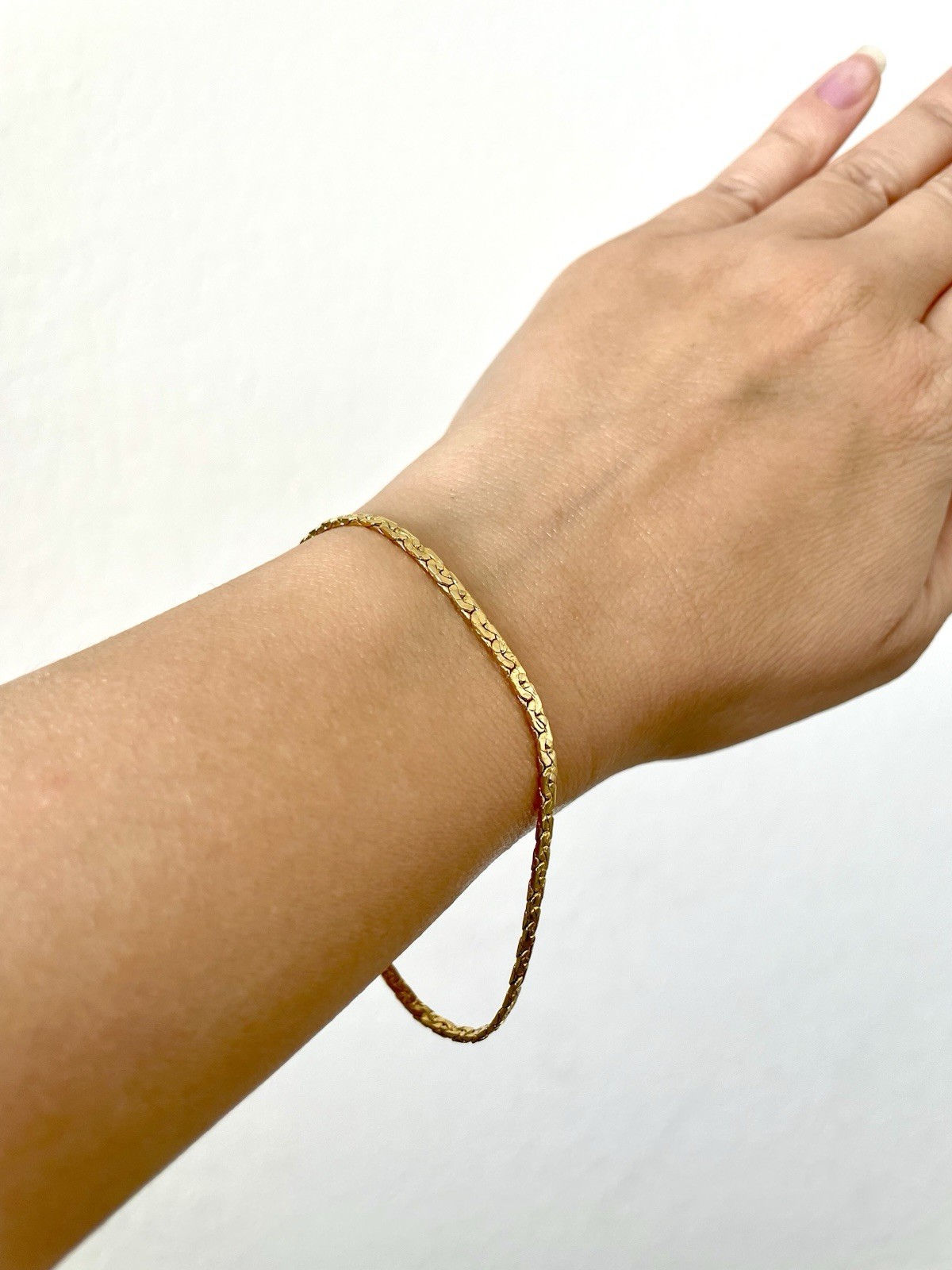 Stackable Chained 14k Gold Plated Bracelet Flat L… - image 1