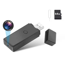 64GB USB Flash Drive Camera,1080P Video Resolution Security, Rechargeable Por...