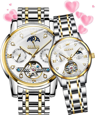 Romantic Diamond Automatic Watch Set for Couples - Perfect Gift for Lovers