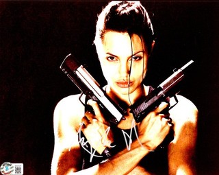 Angelina Jolie Orginal Sin Signed 8x10 Color Photo AUTO BAS Beckett Tomb Raider