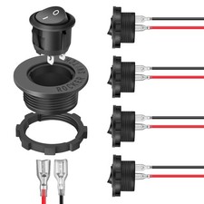 Nilight 5PCS Round Rocker Switches w/Wiring Switch Holder