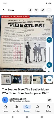 The Beatles Meet The Beatles! LP Vinyl Mono Promo First Press Capitol 1964 12"