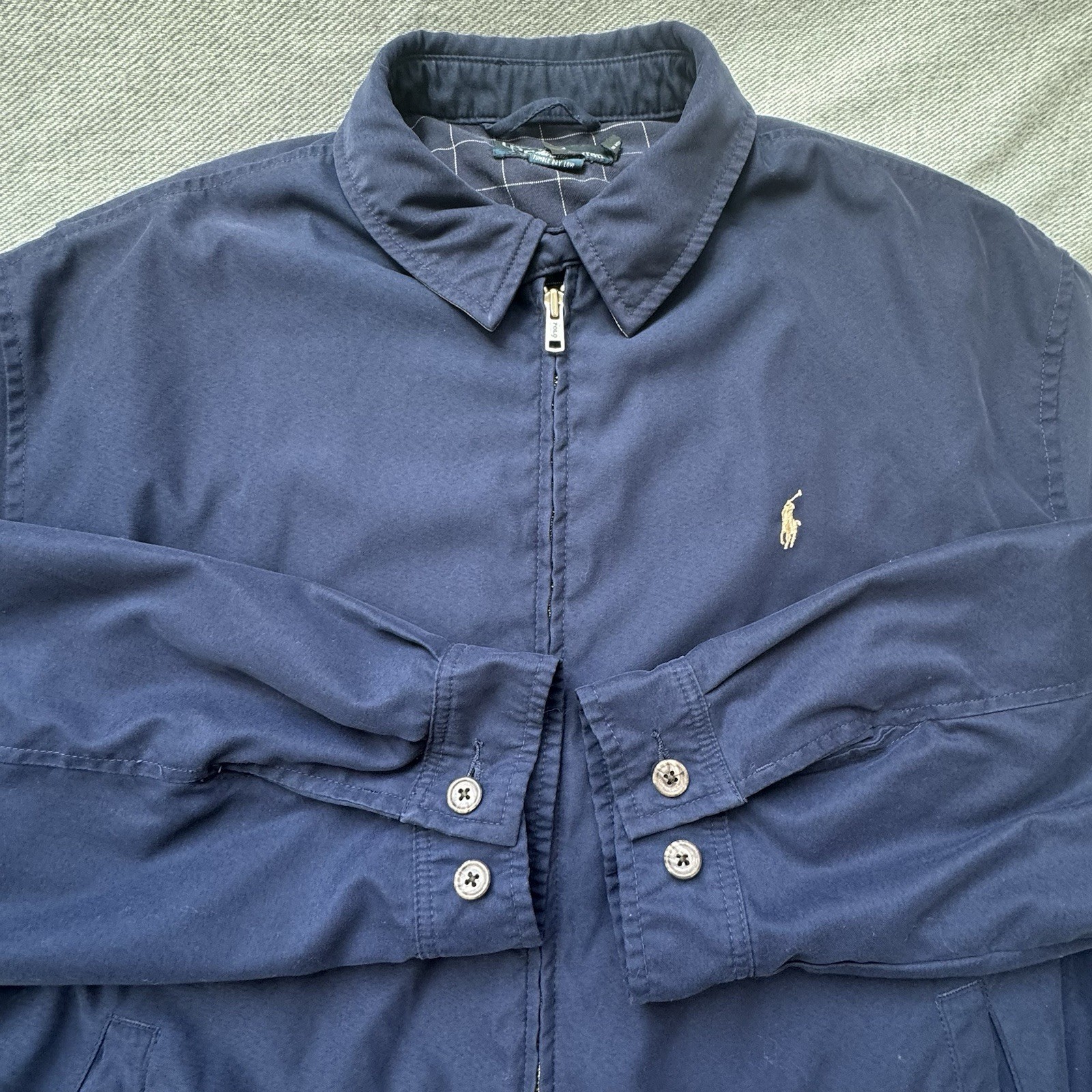 Giacca Vintage Polo Ralph Lauren Uomo Grande Blu Bomber Aviatore Pilota Pony Classico